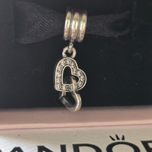 Silver Heart Charm with Crystals